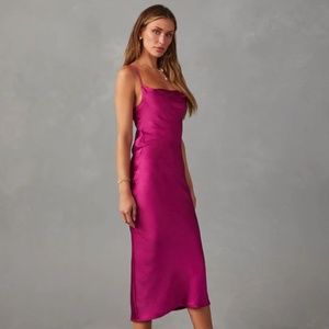 Thief Of Hearts Satin Slip Midi Dress